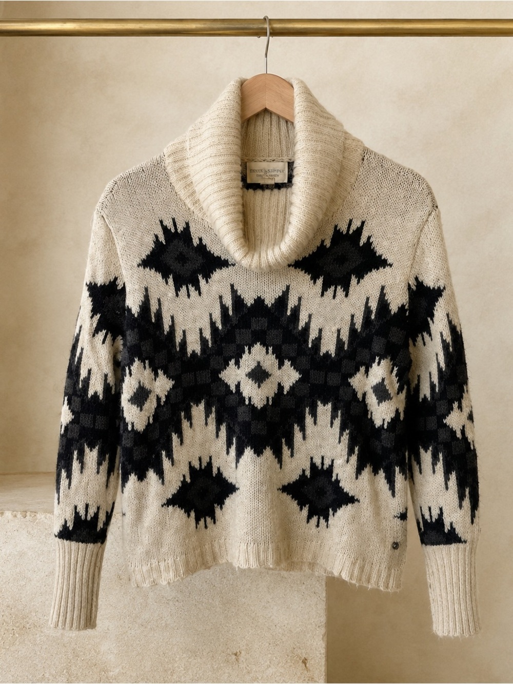 Denim & Supply Ralph Lauren Silk Blend Aztec Cowl Neck Sweater M